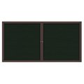 United Visual Products 72"x36" 3-Door Enclosed Outdoor Letterboard, Green Felt/Bronze UV1163D-BRONZE-GREEN